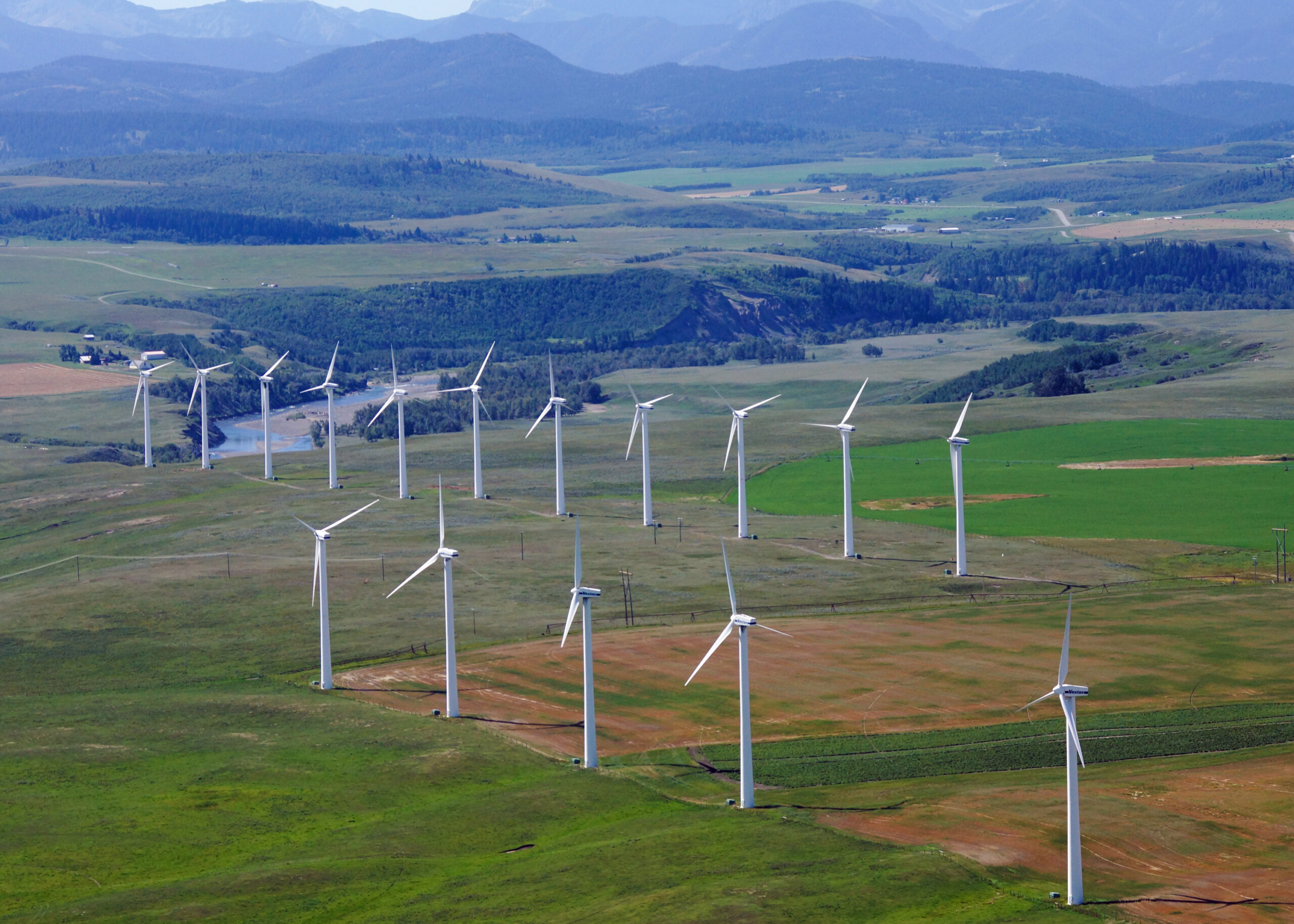 Wind turbines in Southern Alberta.