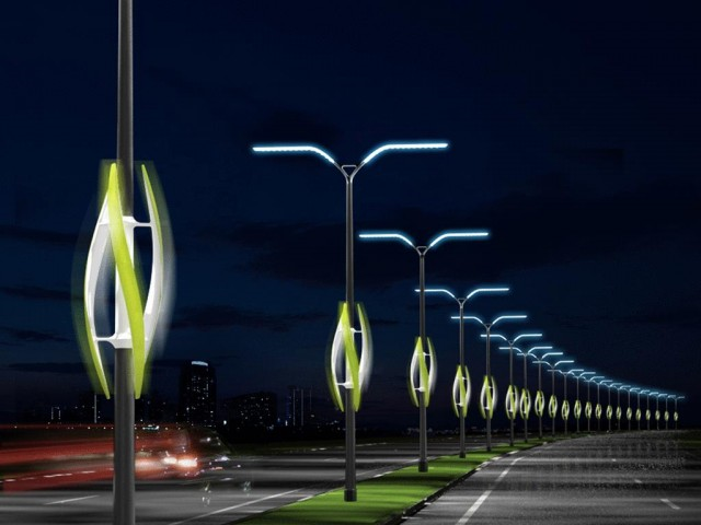 TAK Studio has designed street lamps powered by the wind generated by passing cars.