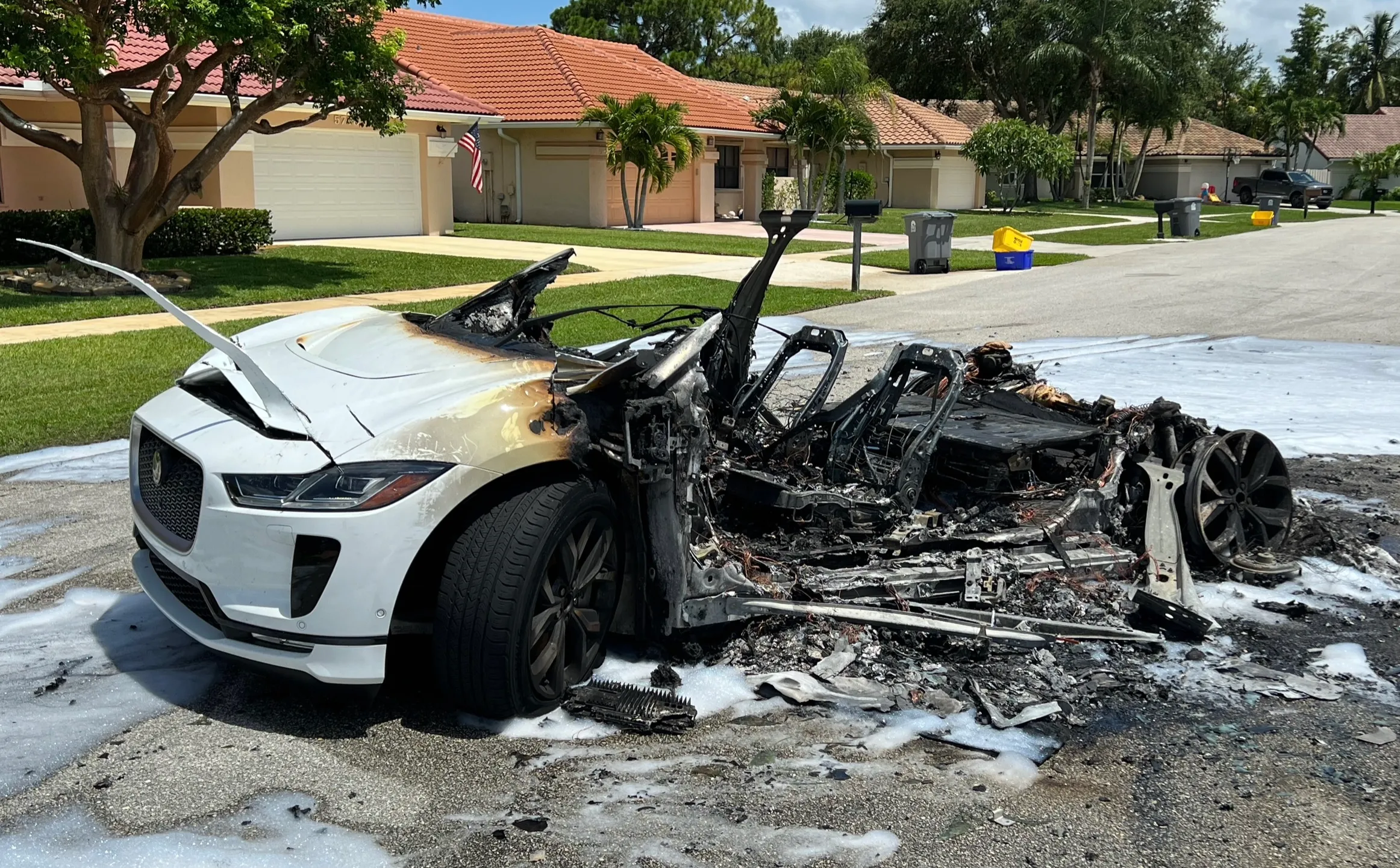 A Jaguar I-Pace EV battery spontaneously catches fire in Florida